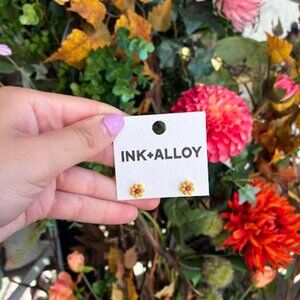 Ink + Alloy - Yellow Purple Petite Flower Earrings- NWT
